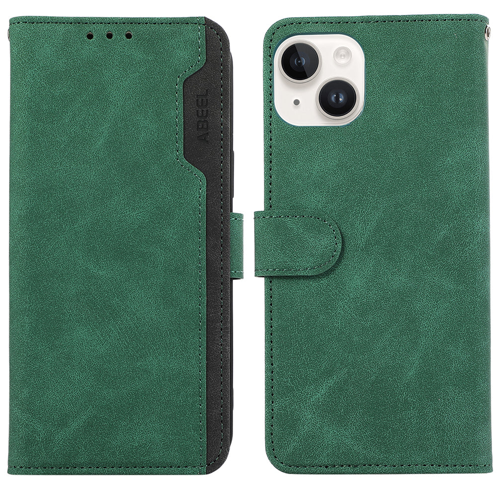 ABEEL For iPhone 14 Wallet Phone Case Color Matching RFID Blocking Leather Flip Cover ABEEL For iPhone 14 Wallet Phone Case Color Matching RFID Blocking Leather Flip Cover